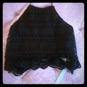 She & Sky Crochet Tie Crop Top